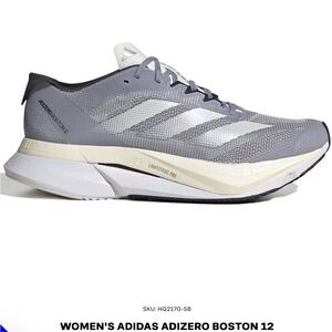 Adidas Women's Adizero Boston 12 Athletic Shoes - Gray and White